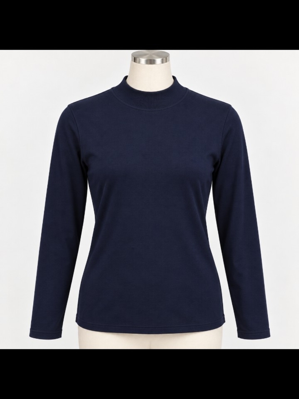 St. John's Bay Navy Long Sleeve Mockneck Top